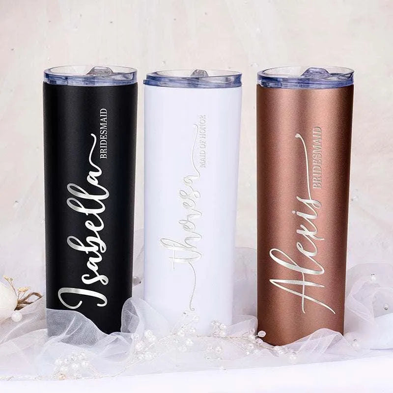 Tumbler with Straw, Bridesmaid Proposal Gifts, Skinny Tumbler for Her - GiftShire