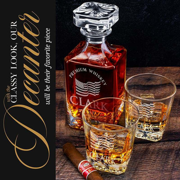 Whiskey Decanter Set Personalized, Retirement Gift for Men, Him
