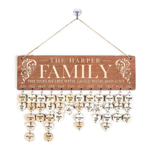 Wooden Family Birthday Calendar - GiftShire