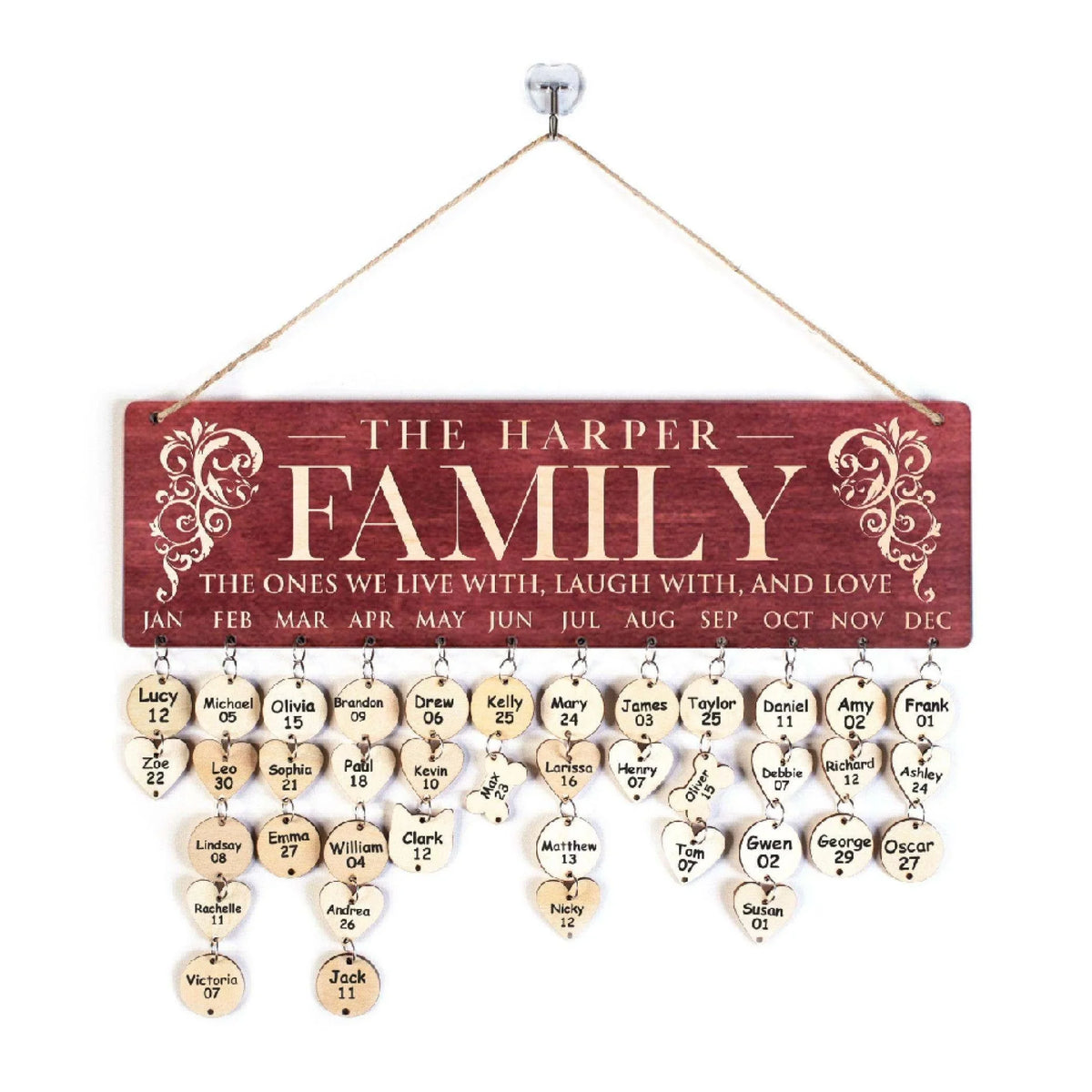 Wooden Family Birthday Calendar - GiftShire