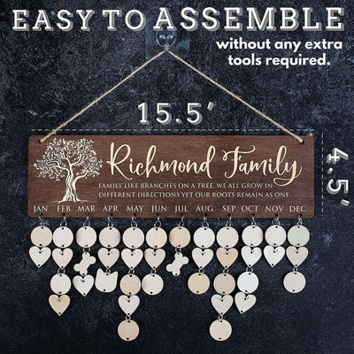 Wooden Family Birthday Calendar - GiftShire