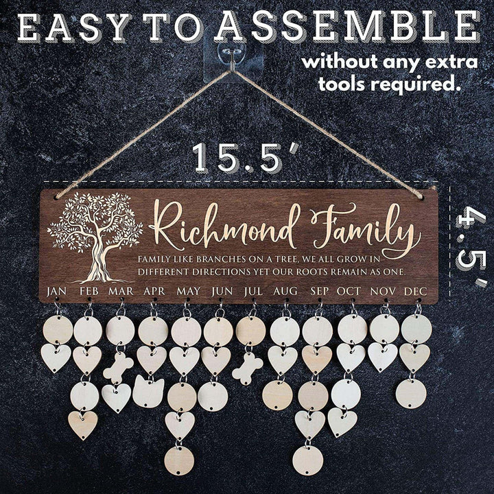 Wooden Family Birthday Calendar - GiftShire
